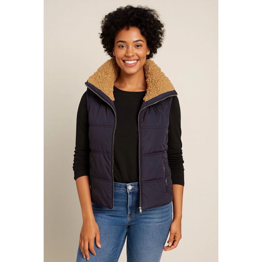 Love Tree Women's Puffer Navy Blue Vest Jacket Size Small